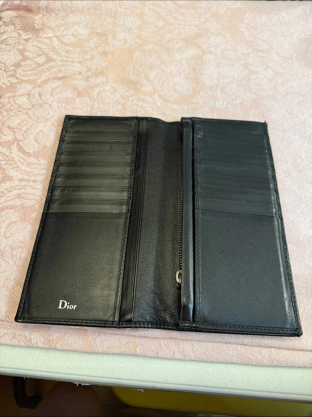 Dior Black Embossed Long Leather Wallet